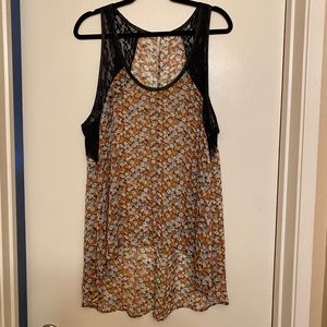 Free People Floral Chiffon High-Low Tunic